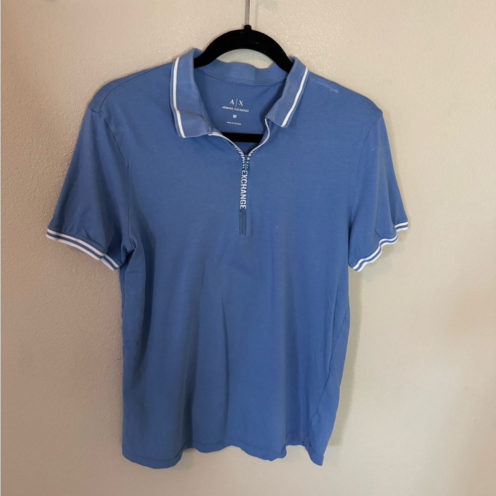 A|X Armani Exchange Blue Zip Polo Medium